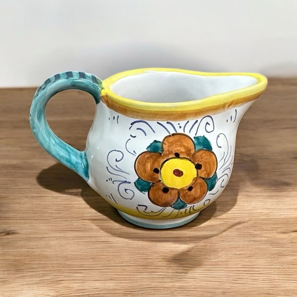 Vintage Deruta Floral Handmade Made in Italy Italian Ceramic Creamer